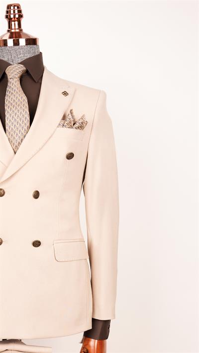 Ech. 2344 Düz Kumaş Kruvaze Takım Elbise