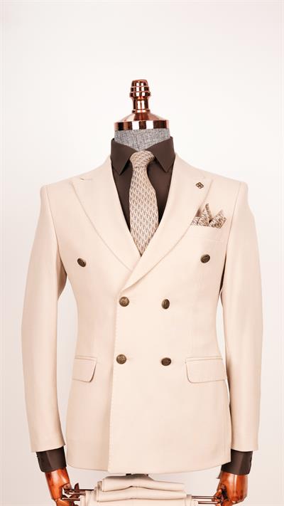 Ech. 2344 Düz Kumaş Kruvaze Takım Elbise