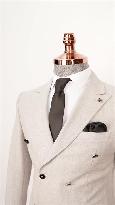 Ech. 2344 Düz Kumaş Kruvaze Takım Elbise