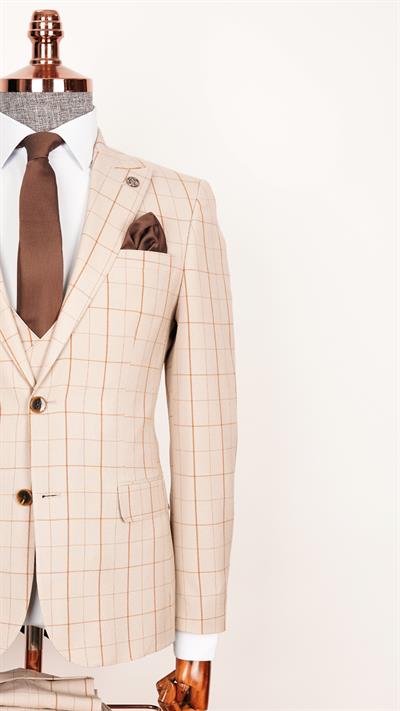 Ech. 1113 Ekose Yelekli Takım Elbise