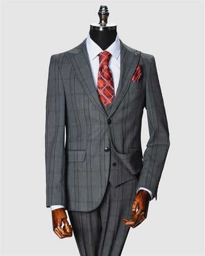 Ech. 1113 Ekose Yelekli Takım Elbise