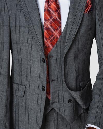 Ech. 1113 Ekose Yelekli Takım Elbise