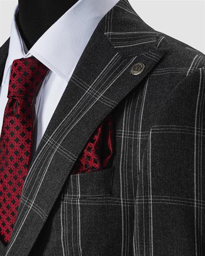 Ech. 1113 Ekose Yelekli Takım Elbise