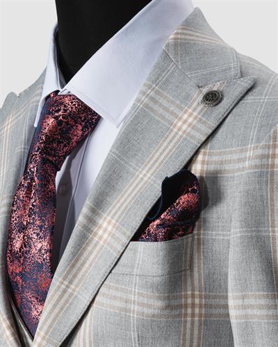 Ech. 1113 Ekose Yelekli Takım Elbise