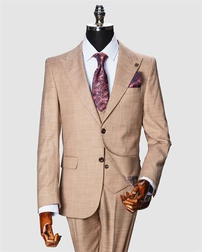 Ech.2359 Kendinden Desenli Yelekli Takım