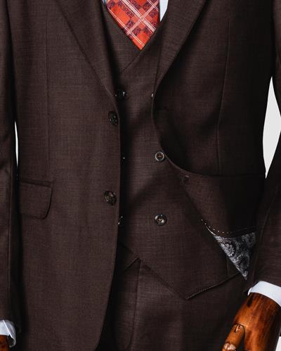 Ech.2359 Kendinden Desenli Yelekli Takım