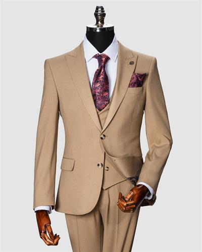 Ech.2351 Düz Kumaş Yelekli Takım Elbise