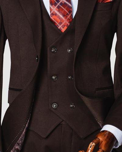 Ech.2351 Düz Kumaş Yelekli Takım Elbise