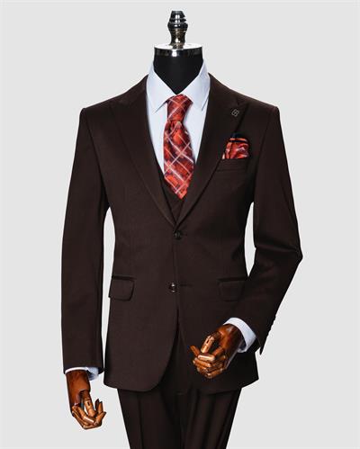 Ech.2351 Düz Kumaş Yelekli Takım Elbise