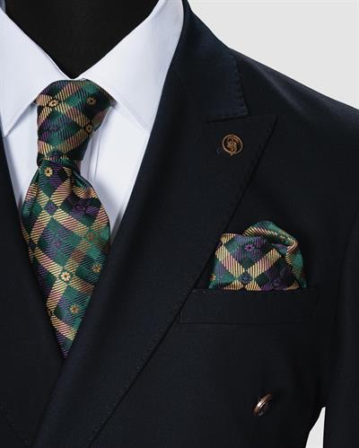 Ssa 2609 Düz Kumaş Kruvaze Duble Paça Takım Elbise