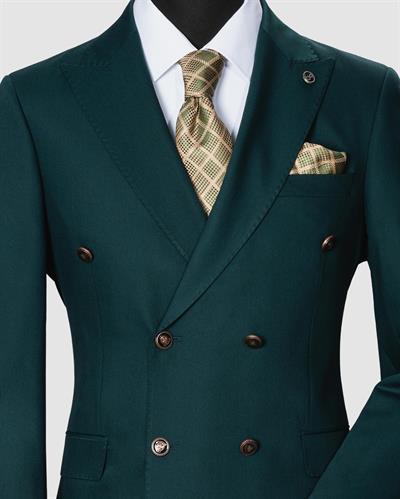 Ssa 2609 Düz Kumaş Kruvaze Duble Paça Takım Elbise