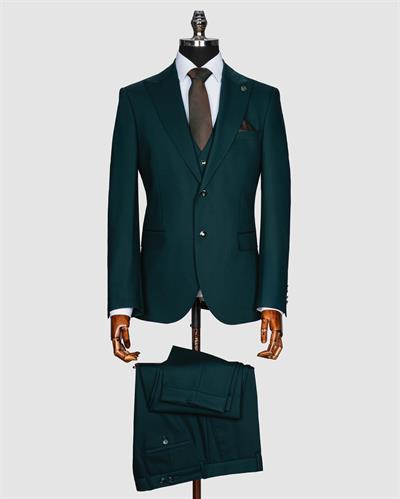 Ssa 2610 Düz Kumaş Yelekli & Duble Paça Takım