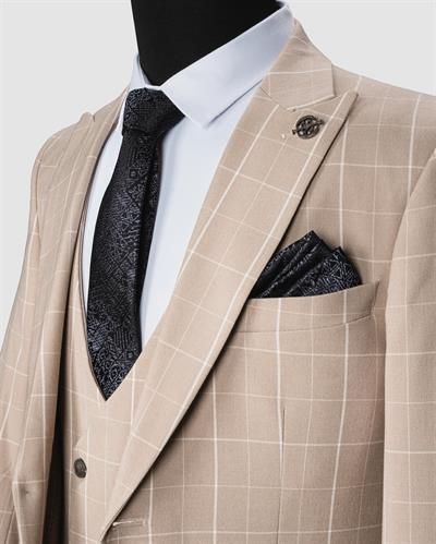 Ssa Prt 291 Ekose Yelekli Takım Elbise