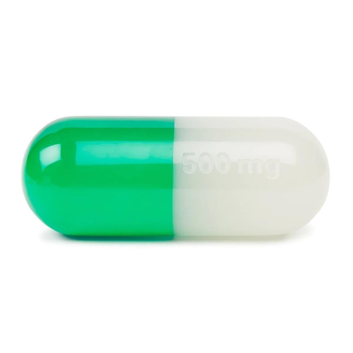Acrylic Pill- White and Green- Large