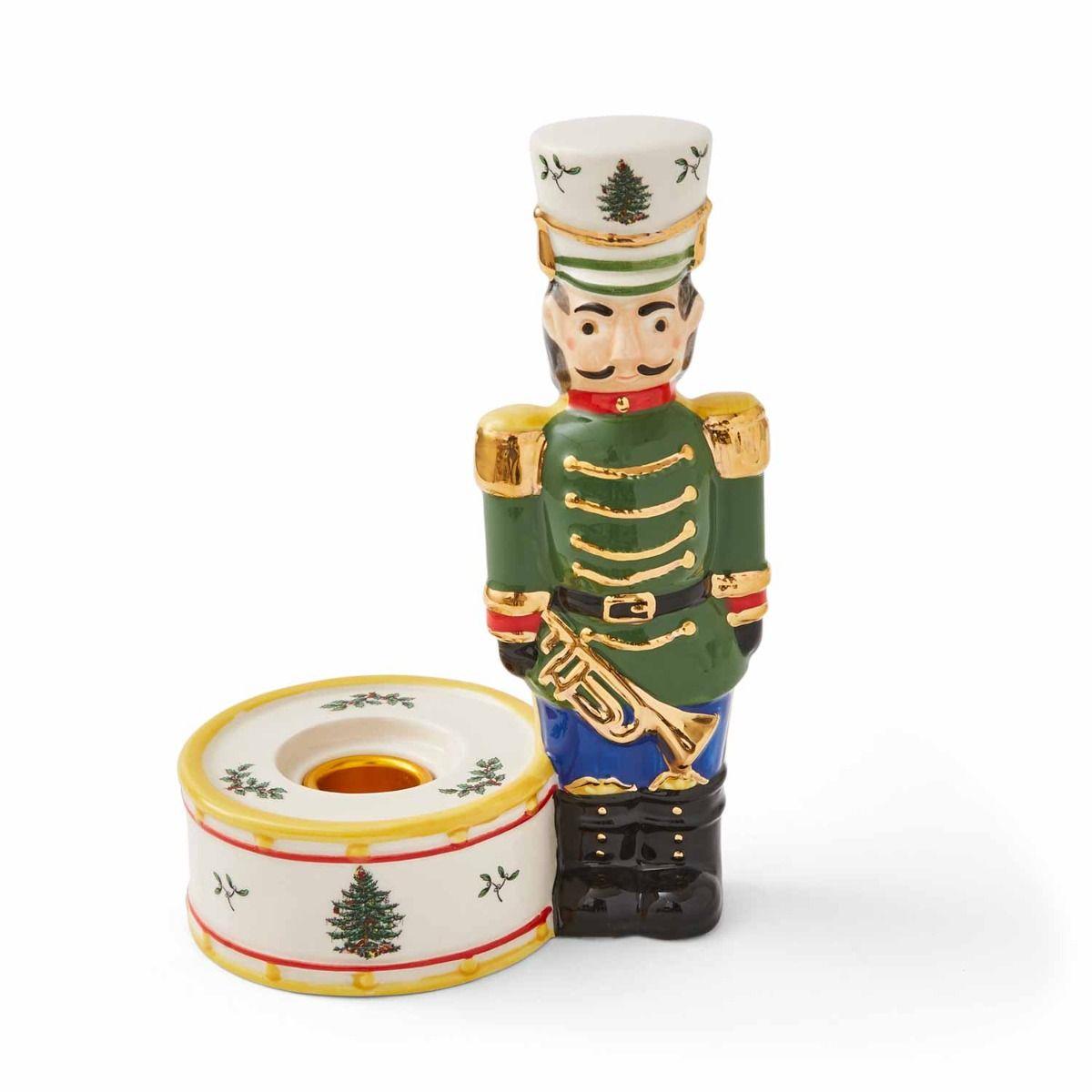 Christmas Tree Grn Nutcracker Candleholder