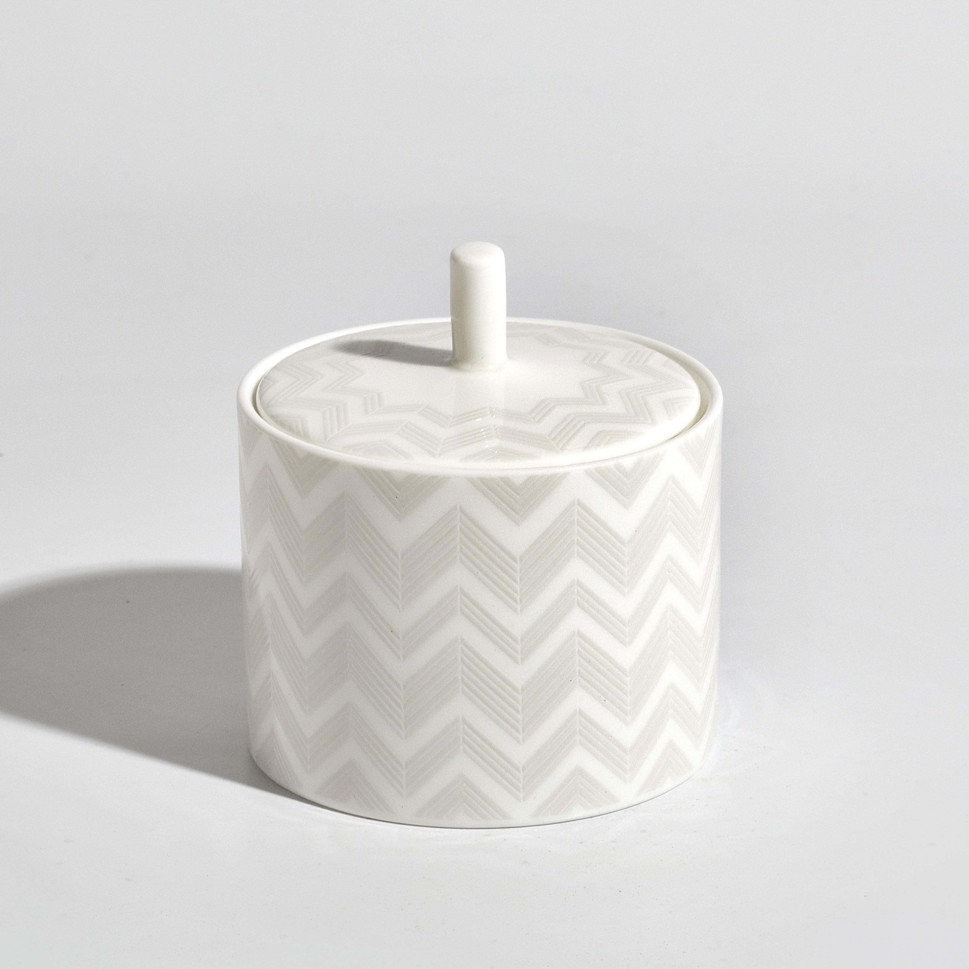 Mıssonı Home Mıssonı Zıg Zag White - Beyaz-Gri, Kapaklı Şekerlik