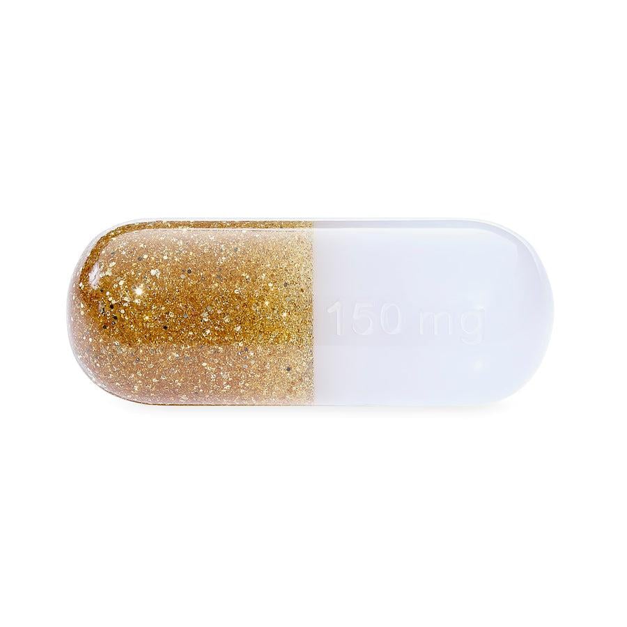 Small Acrylic pill- Gold Glitter
