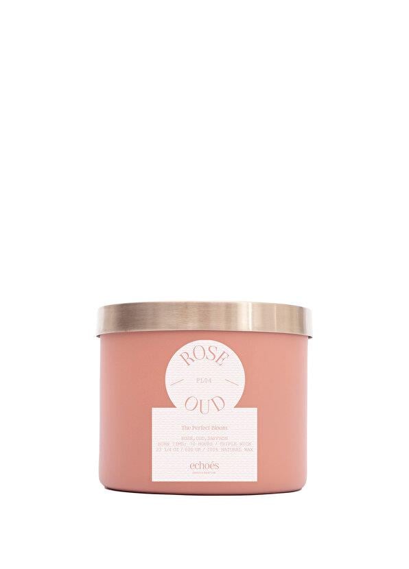 Echoes Mum Rose & Oud Doğal Mum 600Gr Pembe