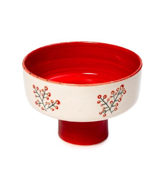 Feeling Good Inside Xmas Collectıon Holly And Bery Ayaklı Pasta Tabağı