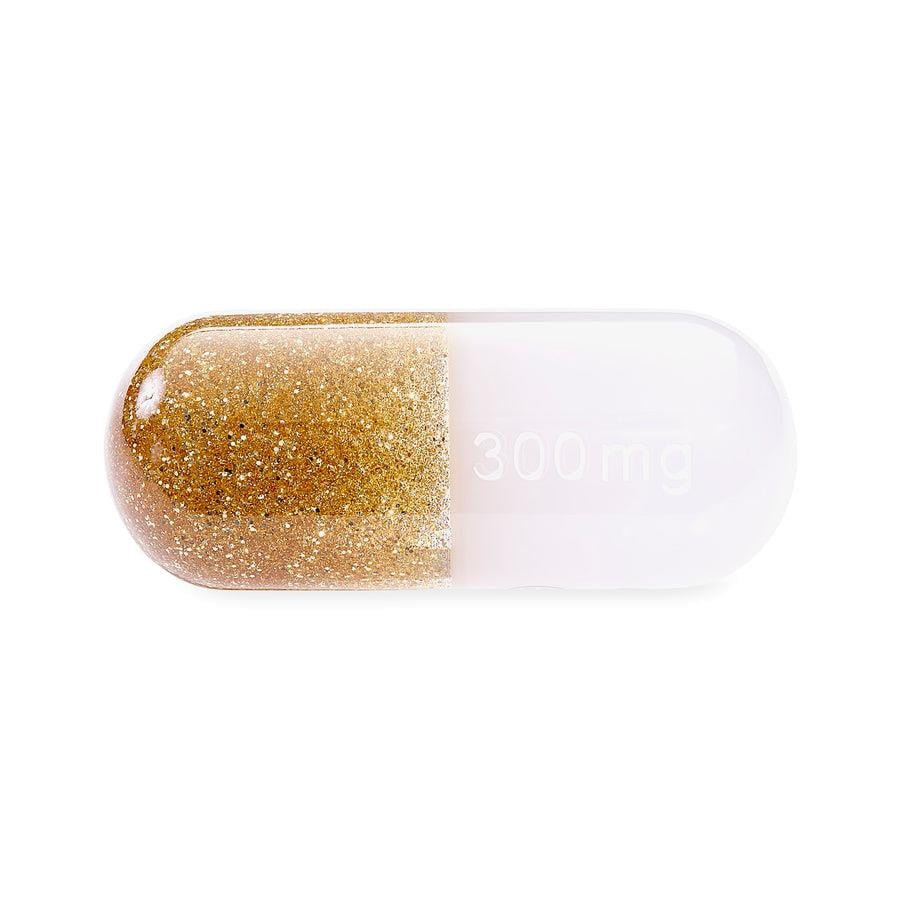 Medium Acrylic Pill- Gold Glitter