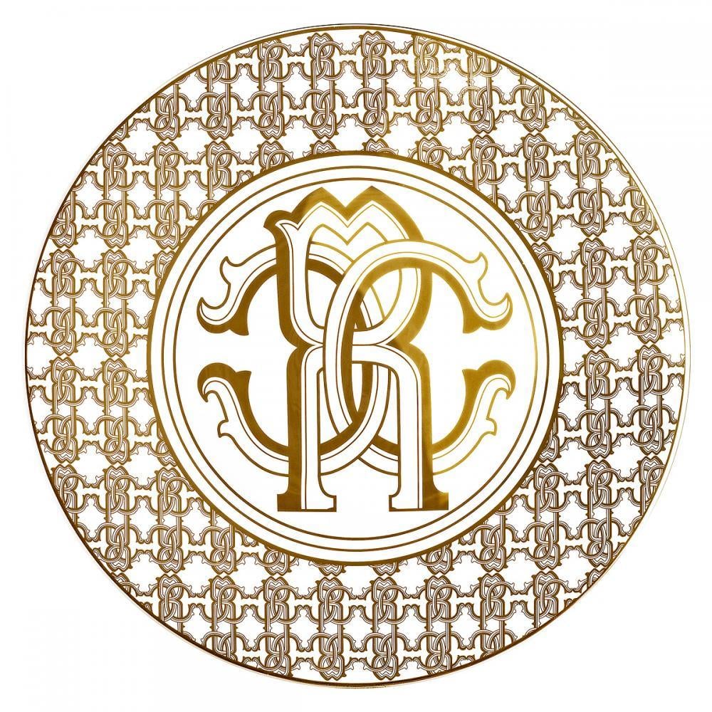 Roberto Cavalli Monogramma Gold Servis Tabağı 32 Cm