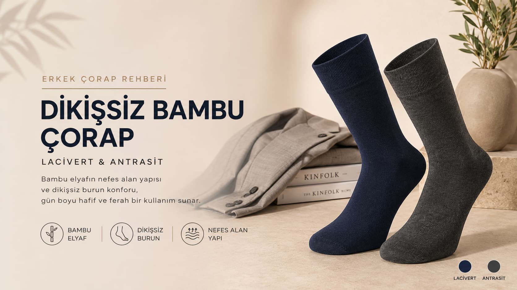 Erkek Dikişsiz Bambu Çorap Rehberi: Lacivert ve Antrasit