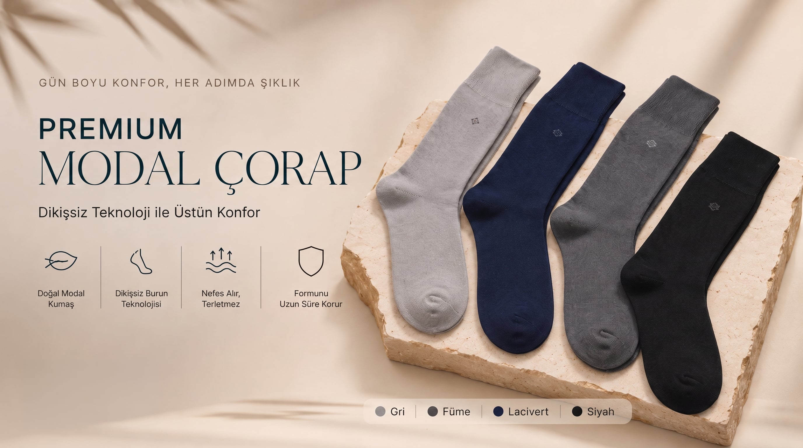 Erkek Premium Dikişsiz Modal Çorap Rehberi: Gri, Füme, Lacivert ve Siyah