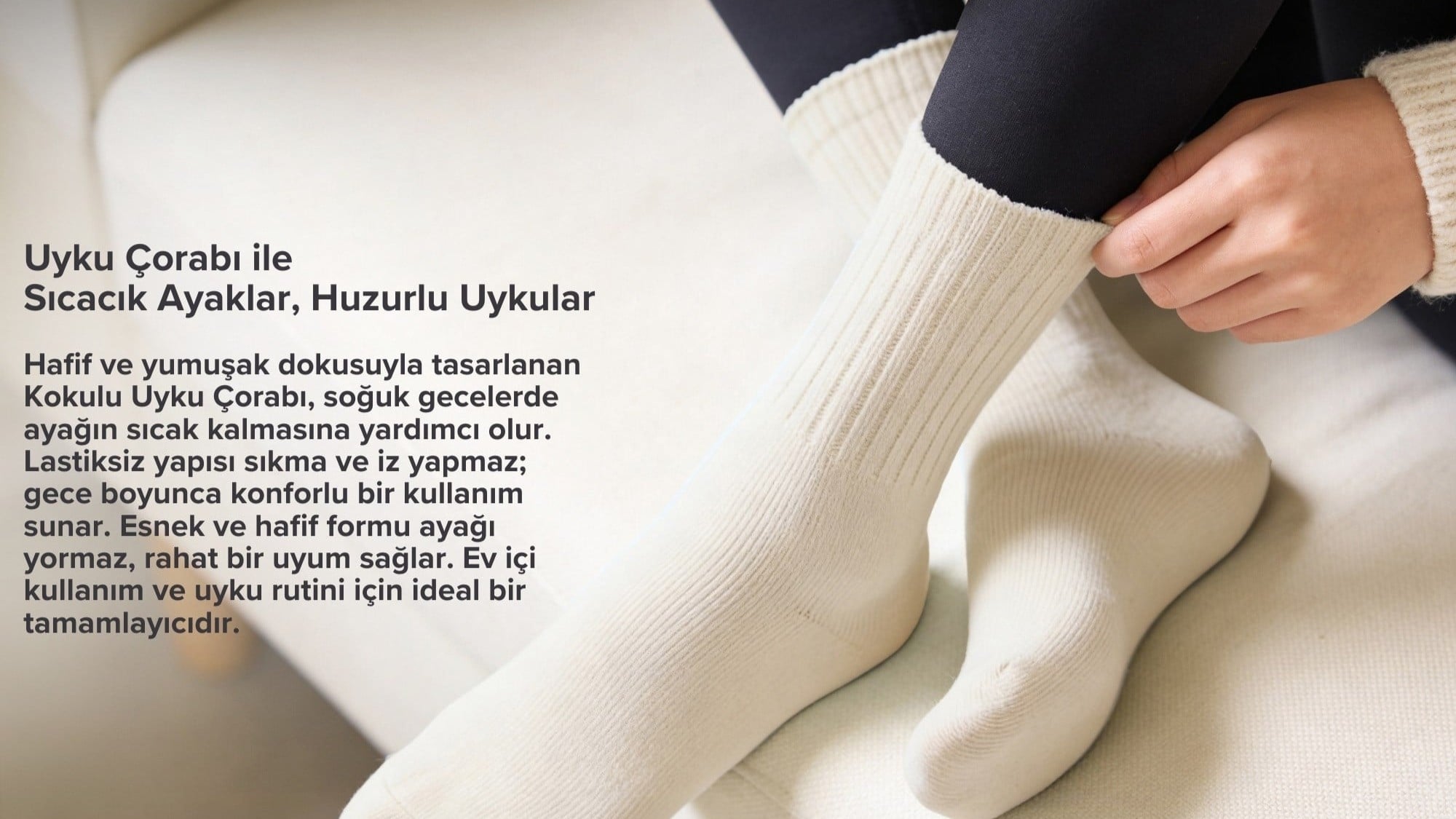 uyku çorabı, kadın uyku çorabı, okaliptus kokulu uyku çorabı, kadın soket çorap, ekru çorap, sıcak tutan çorap, yumuşak çorap, gece çorabı, çorap bakım önerileri, Bolero