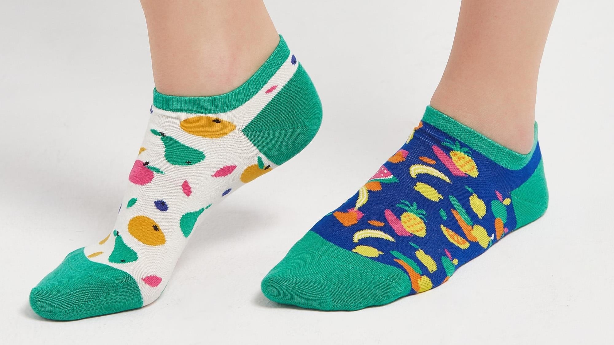 eşi farklı çorap,kadın patik ve kısa çorap,tutti frutti desenli çorap,kadın çorap,desenli çorap,günlük çorap,sneaker uyumlu çorap,patik çorap,kısa bilek çorap,Bolero
