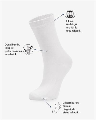 Kadın Dikişsiz Bambu 2li Çorap Beyaz
