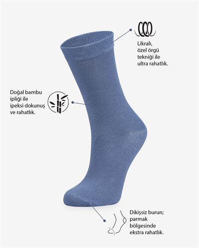 Kadın Dikişsiz Bambu 2li Çorap Bordo İndigo