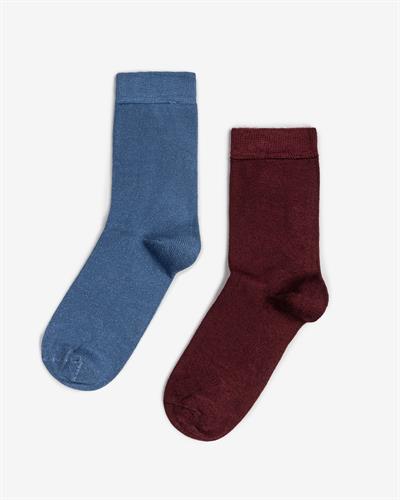 Kadın Dikişsiz Bambu 2li Çorap Bordo İndigo