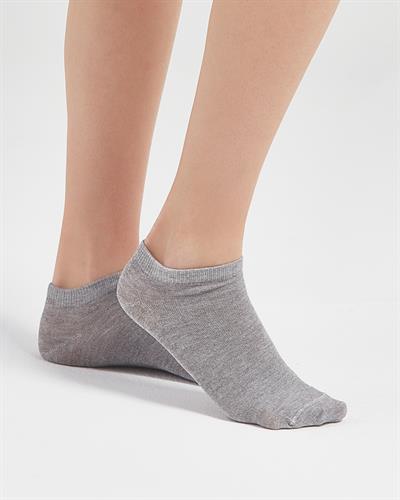 Kadın Dikişsiz Bambu 2li Patik Çorap Gri Gül Kurusu