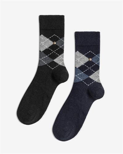 Erkek 2li Yün Çorap Lacivert Siyah