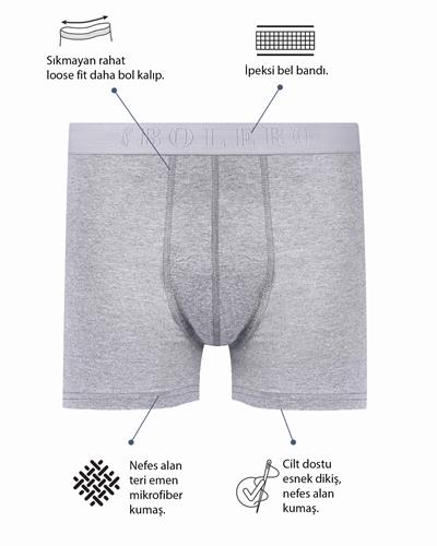 Erkek Loose Fit 2li Boxer Siyah Gri