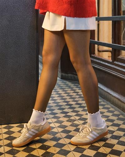 Kadın Fırfırlı 2li Çorap Siyah Beyaz