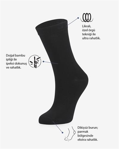 Kadın Dikişsiz Bambu 2li Çorap Siyah 