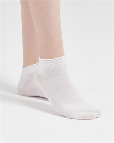 Kadın Roll Top Lastiksiz 2li Patik Çorap Siyah Beyaz