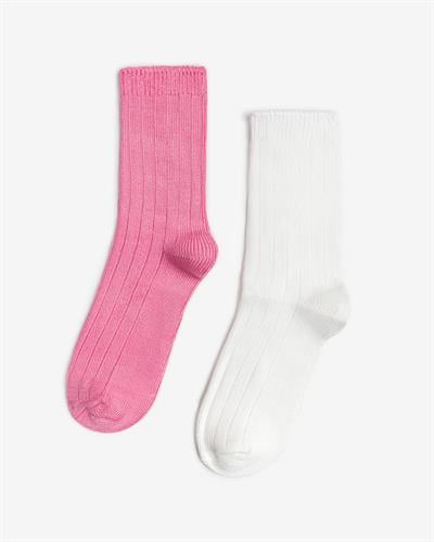 Kadın Bambu Fitilli 2li Çorap Beyaz Pembe