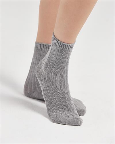 Kadın Bambu Fitilli 2li Çorap Yeşil Gri