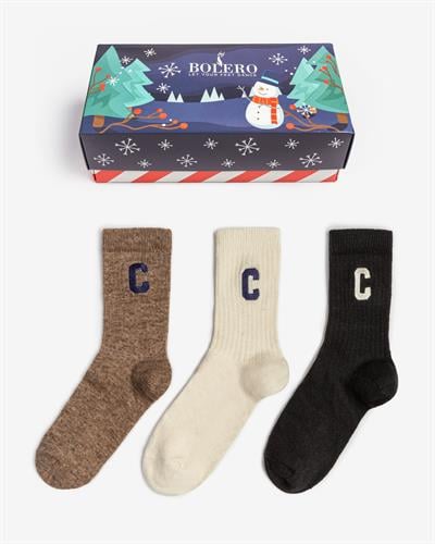 Kadın Kışlık Nakışlı 3lü Kolej Çorabı