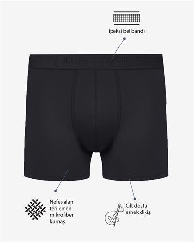 Erkek 3lü Pamuklu Boxer Siyah
