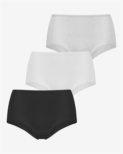 Kadın 3lü Yüksek Bel Slip Külot Gri Beyaz Siyah