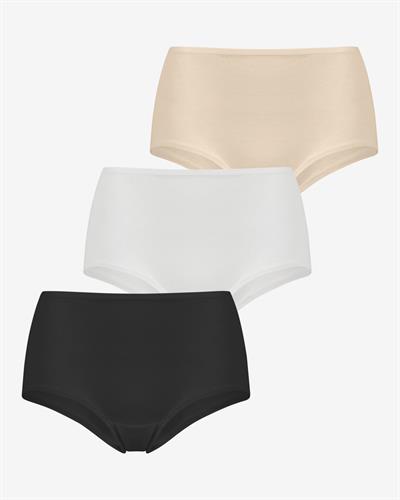 Kadın 3lü Yüksek Bel Slip Külot Ten Beyaz Siyah