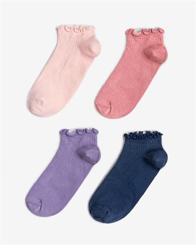 Kadın Yazlık Fırfırlı 4lü Patik Çorap