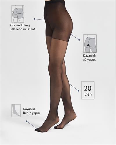 Kadın Fit 20 5li Külotlu Çorap Siyah 