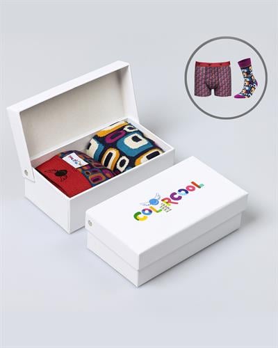 70S Vibes Retro Desen Boxer ve Çorap