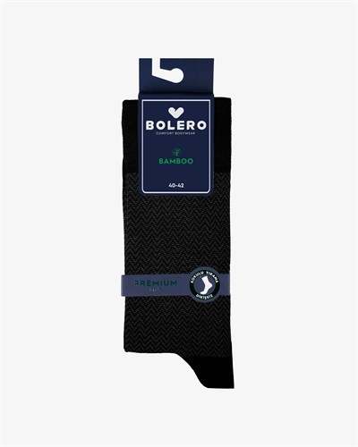 Erkek Premium Dikişsiz Yazlık Bambu Balıksırtı Desenli Çorap Siyah