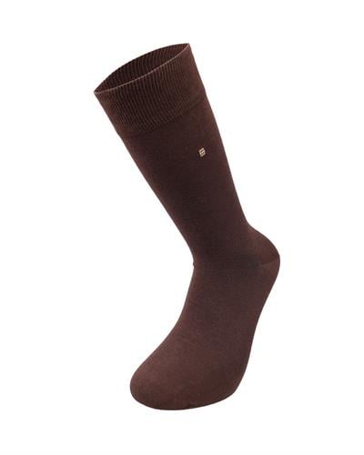 Erkek Premium Dikişsiz Pamuk Çorap Kahverengi Renkli Kare Desen