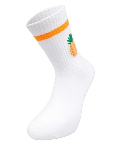 Kadın Ananas Desenli Fitilli Çorap Beyaz